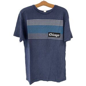 Good Land Supply Co Chicago Stripe Graphic T Shirt Mens MED Blue White Basic NEW